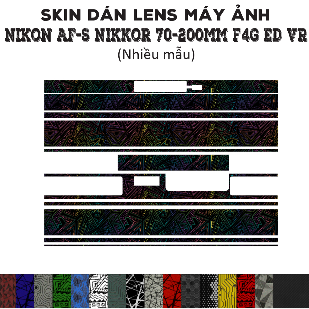 Skin dán Lens Nikon AF-S 70-200mm f4G ED VR (Nhiều mẫu) | Decal Film 3M dán bảo vệ ống kính máy ảnh Nikkor 70-200 mm