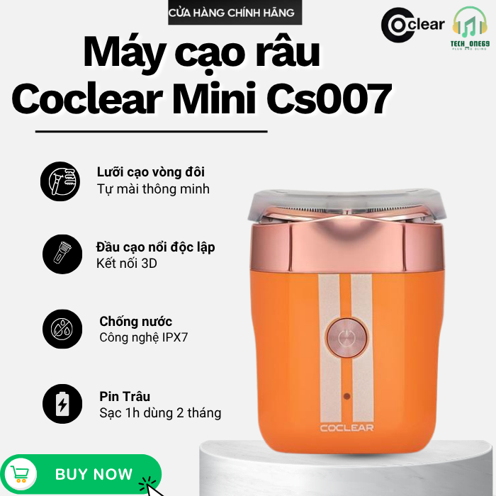 Máy Cạo Râu Mini COCLEAR CS007 Chống Nước,Đầu cạo 3D, Cạo Sạch Không Rát,  Pin 2 Tháng, BH 12 Tháng