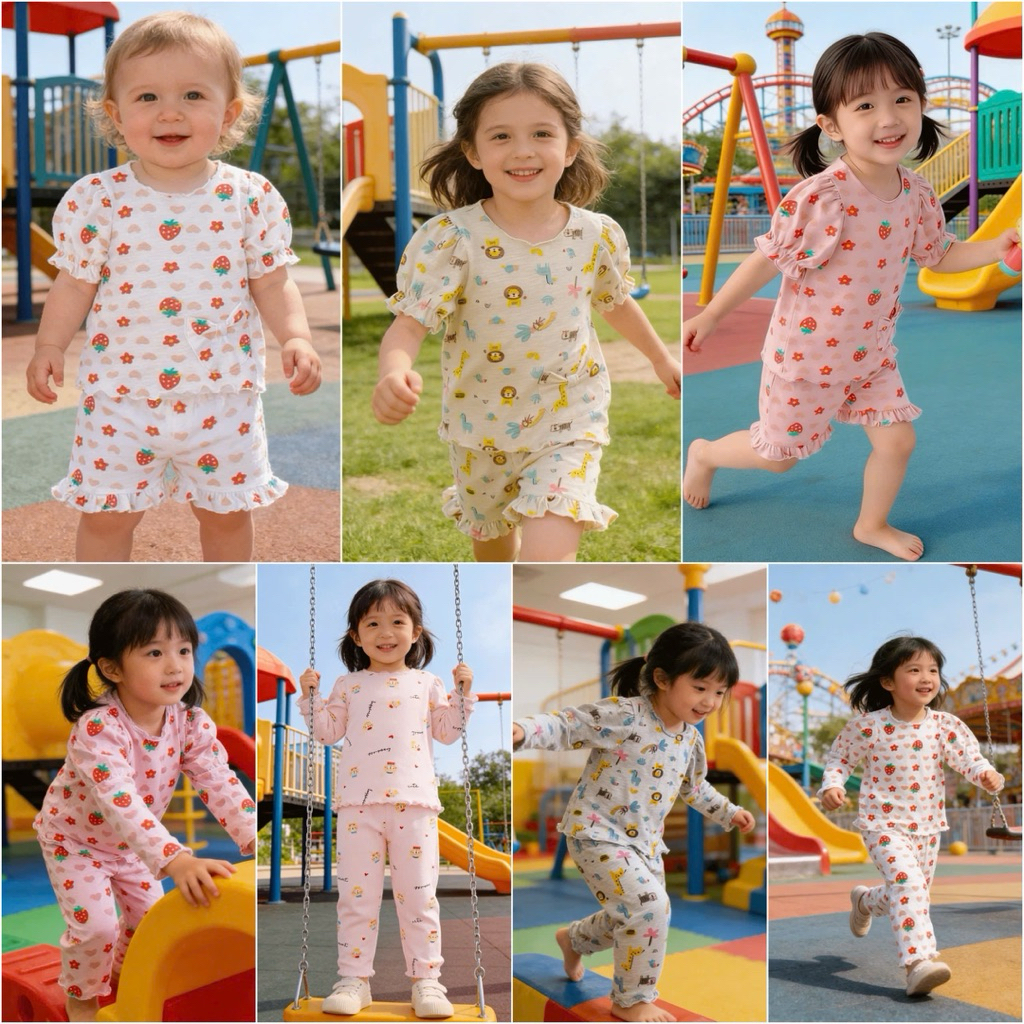 [Sale] Set Bộ Bé Gái Cotton Hzm Cộc Tay/Dài Tay 2-7 Tuổi, Đồ Bộ Trẻ Em Vải Xuất Dư Mềm Mát C6269 C6029