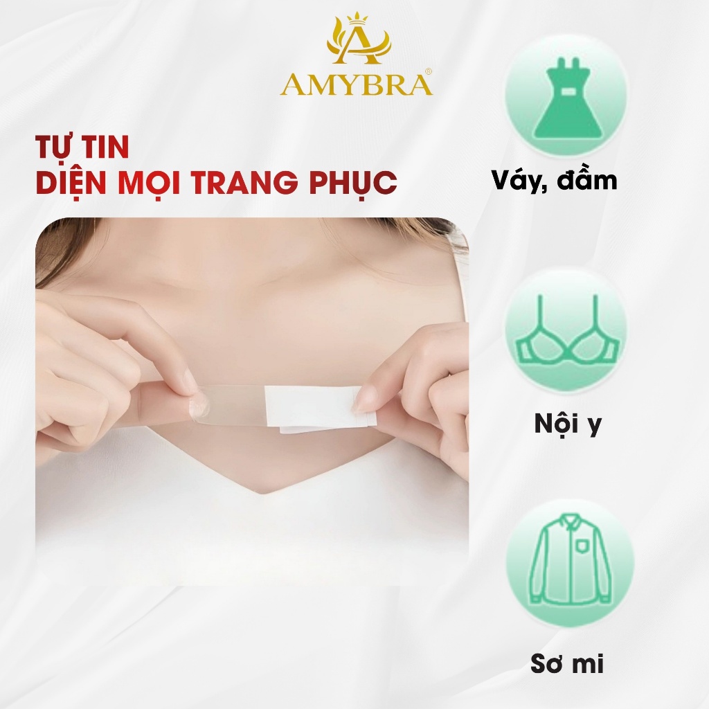 Miếng Dán Cố Định Quần Áo Trong Suốt – Băng Dính Áo 2 Mặt Chống Hở Túi 36 Miếng AMYBRA D3001