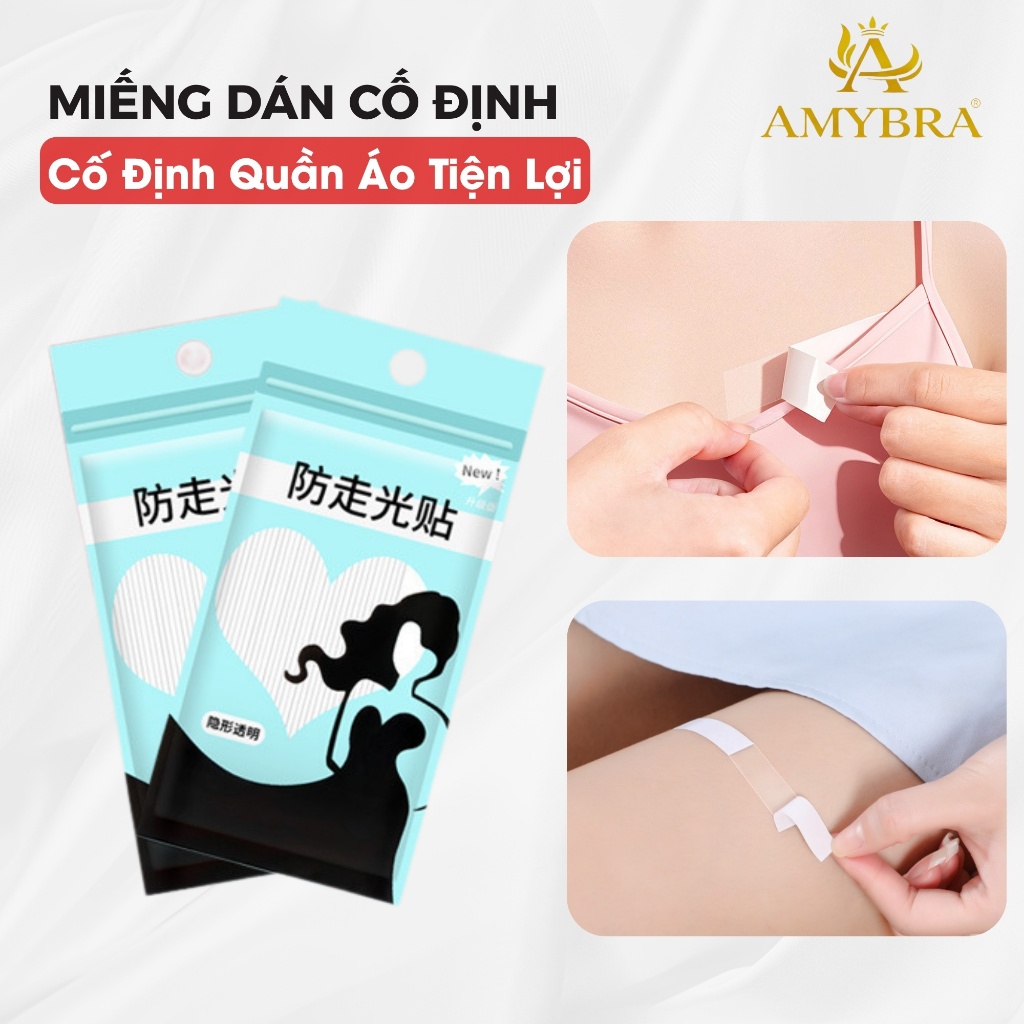 Miếng Dán Cố Định Quần Áo Trong Suốt – Băng Dính Áo 2 Mặt Chống Hở Túi 36 Miếng AMYBRA D3001