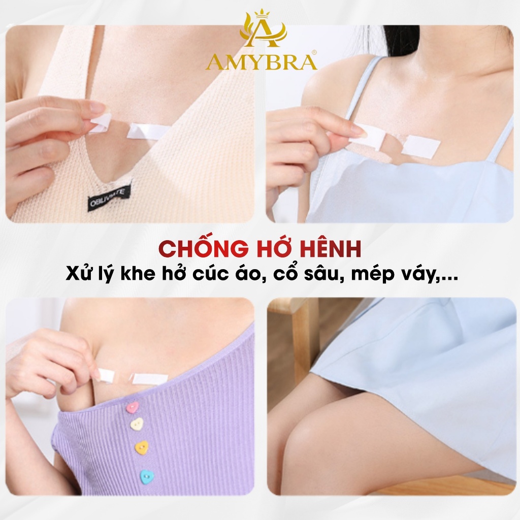 Miếng Dán Cố Định Quần Áo Trong Suốt – Băng Dính Áo 2 Mặt Chống Hở Túi 36 Miếng AMYBRA D3001