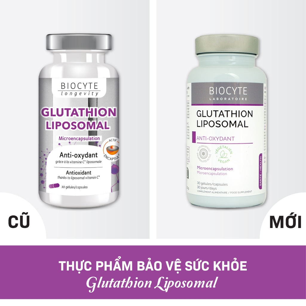 HSD: 01/2027] B19 Thực phẩm bảo vệ sức khỏe Glutathion Liposomal - Biocyte 