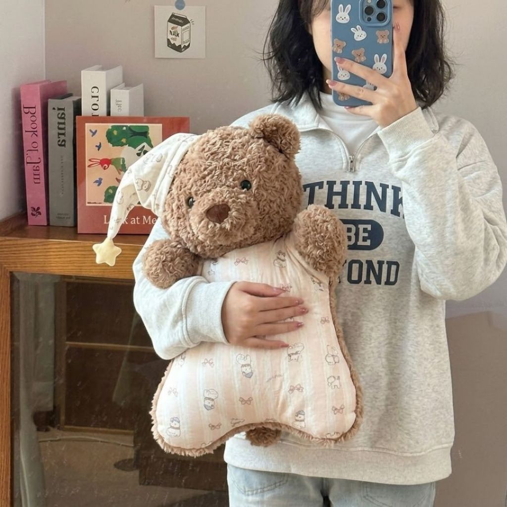 Gấu Bông Gối Ôm Teddy Lông Xù Mềm Mại Dễ Thương, Gối Tựa Lưng Văn Phòng Gấu Bông Vải Đàn Hồi Thoáng Khí, Babisu