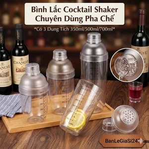 Bình Lắc Cocktail Shaker Chuyên Dùng Pha Chế Chất Liệu Nhựa Cao Cấp Chia Vạch Dung Tích 350Ml - 500Ml - 700Ml - 1000ml