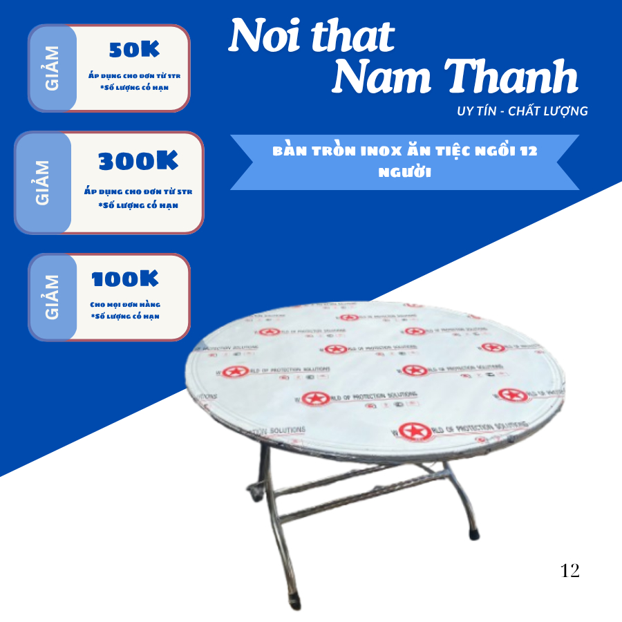 Bàn tròn inox 100% xếp gọn chất liệu inox