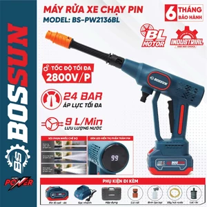 Máy rửa xe pin BS BOSSUN BS-PW2136BL, Tuỳ chỉnh tia nước, Động cơ không chổi than, Chân phổ thông
