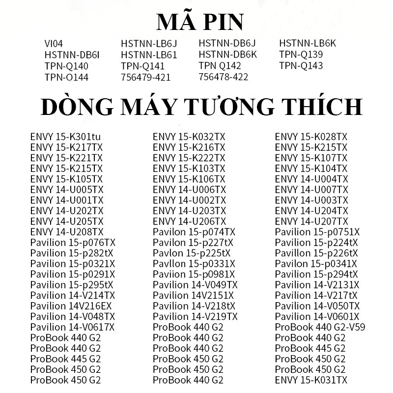 Pin HP ProBook 440 G2 445 G2 450 G2 455 G2 Vi04 BH 12 tháng