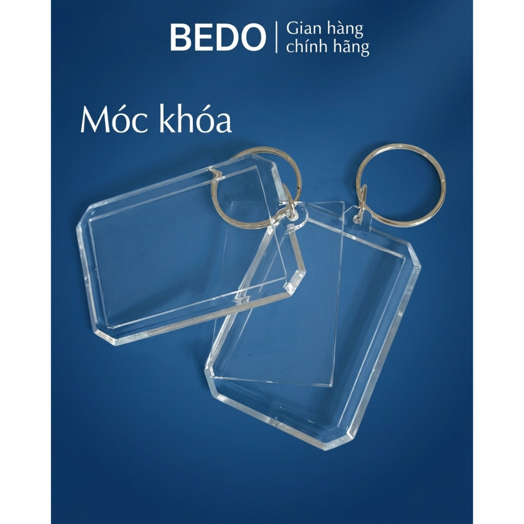 Móc Khóa Mica BEDO 2 Mặt Trong Suốt Cao Cấp - Phụ Kiện Treo Chìa Khóa, Balo, Túi Xách, Quà Tặng Cá Nhân