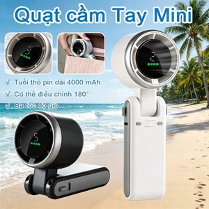 Quạt điện cầm tay nhỏ gọn 5 cấp độ gió Quạt mini cầm tay 4000 mAh Quạt mini turbo siêu mát
