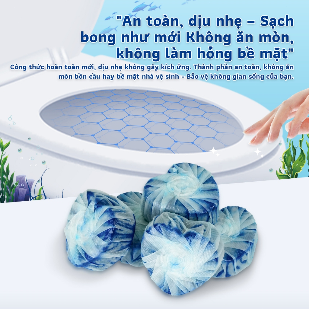 Viên thả bồn cầu GrePöwer 3 viên - Khử khuẩn, tẩy sạch vết bẩn, lưu hương 30 ngày