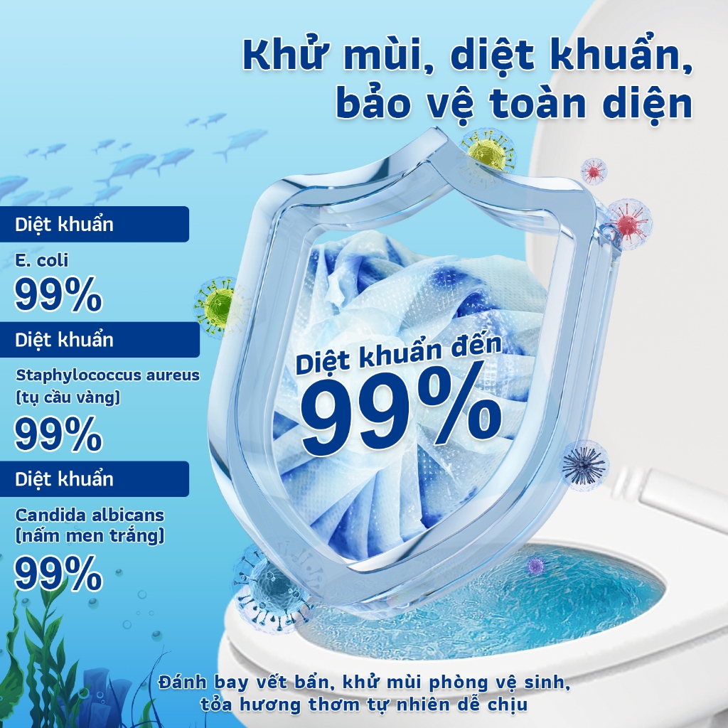 Viên thả bồn cầu GrePöwer 3 viên - Khử khuẩn, tẩy sạch vết bẩn, lưu hương 30 ngày
