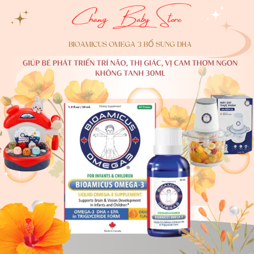 [TẶNG MÁY XAY ] BioAmicus OMEGA 3 Bổ Sung DHA Giúp Bé Thông Minh Sáng Mắt Vị Cam Thơm Ngon Không Tanh 30ml
