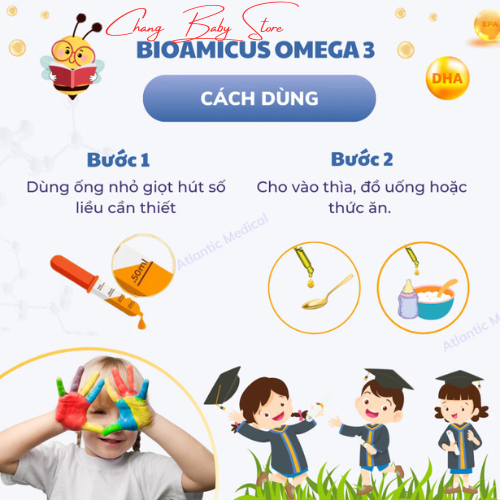 [TẶNG MÁY XAY ] BioAmicus OMEGA 3 Bổ Sung DHA Giúp Bé Thông Minh Sáng Mắt Vị Cam Thơm Ngon Không Tanh 30ml