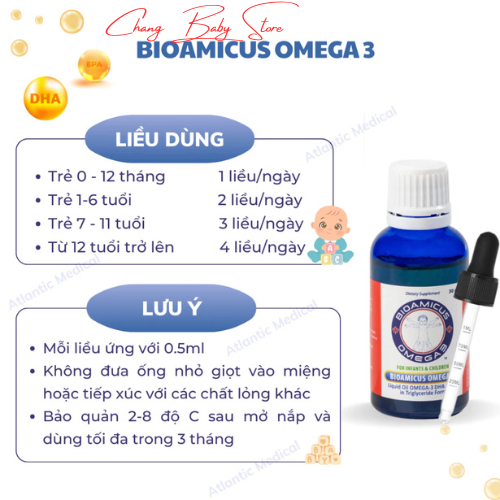 [TẶNG MÁY XAY ] BioAmicus OMEGA 3 Bổ Sung DHA Giúp Bé Thông Minh Sáng Mắt Vị Cam Thơm Ngon Không Tanh 30ml