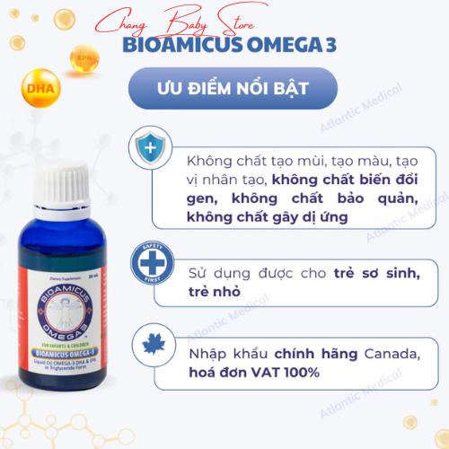 [TẶNG MÁY XAY ] BioAmicus OMEGA 3 Bổ Sung DHA Giúp Bé Thông Minh Sáng Mắt Vị Cam Thơm Ngon Không Tanh 30ml
