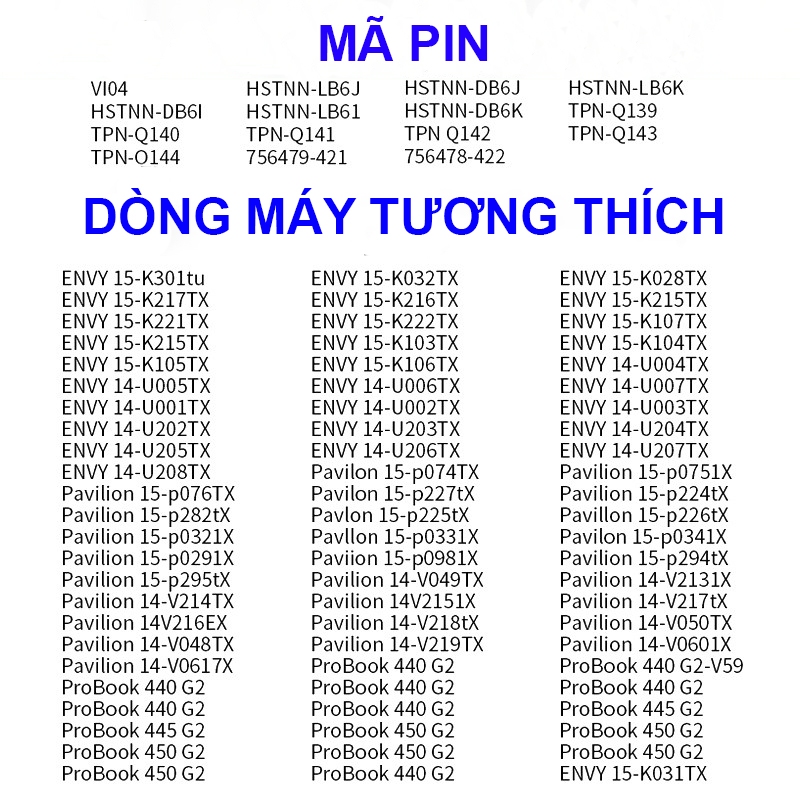 Pin Laptop HP ProBook G2 440 445 450 455 Vi04 ( BH 12 tháng )