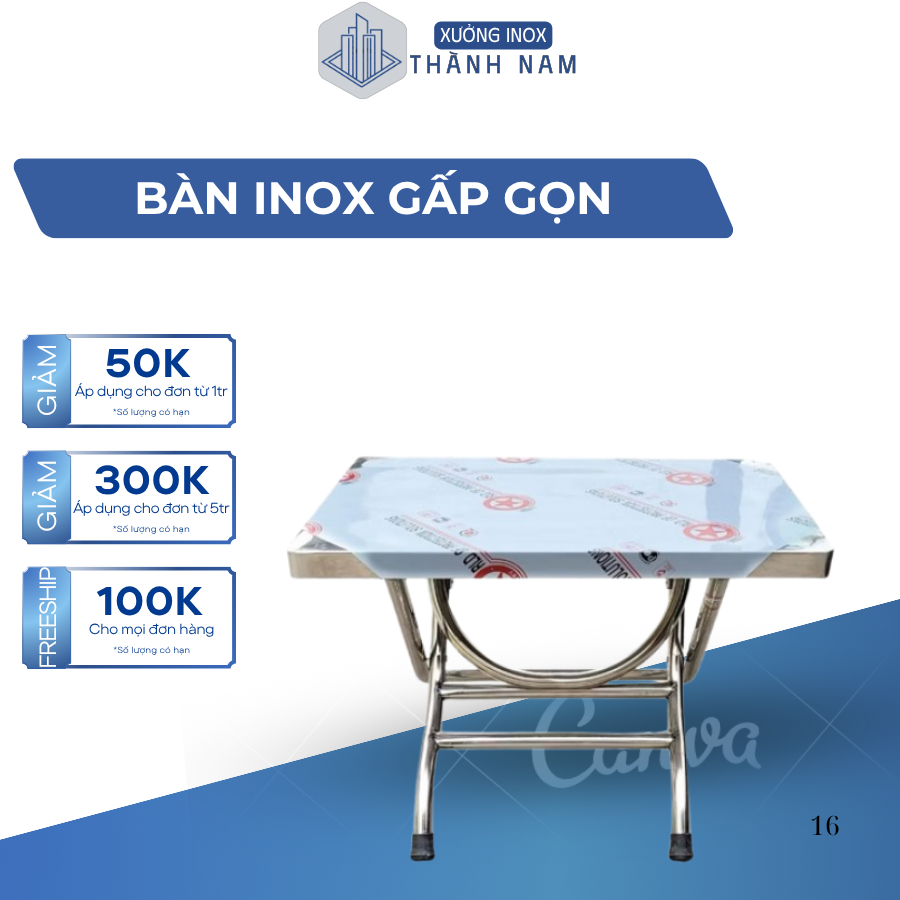 🔥 BÀN INOX CHỮ NHẬT GẤP GỌN – TIỆN LỢI, BỀN ĐẸP 🔥