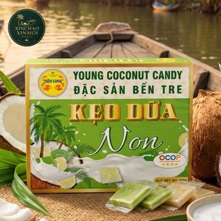 [25.06] Kẹo Dừa Non Kiên Long Vị Dừa Truyền Thống | Thơm Dịu Phù Hợp Làm Quà Tết | Đặc sản Bến Tre (Hộp 200g)