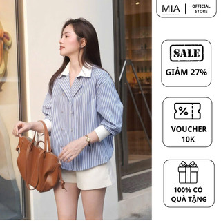 Set áo sơ mi kẻ sọc quần short MIA nữ Hàn Quốc thanh lịch trẻ trung mặc đi chơi đẹp S172
