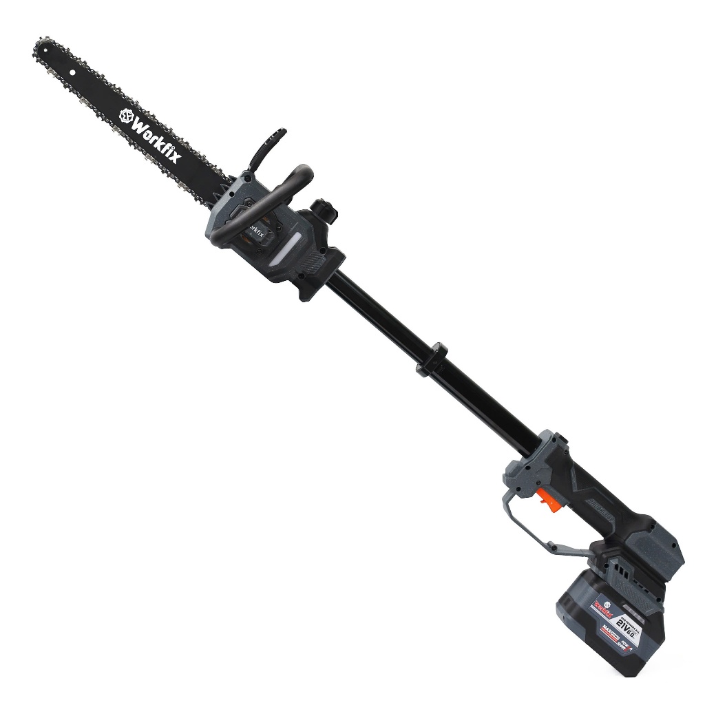 Máy cưa xích dùng pin WORKFIX WF-CS12PROMAX, Lam xích 12inch, Có cần nối dài 60cm, Chân phổ thông