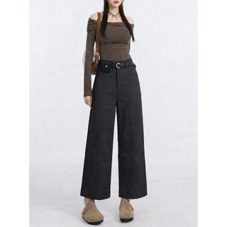 Quần kaki nữ ống đứng ForgirlStudio quần dài nữ chất liệu kaki mềm co dãn nhẹ kèm đai T238