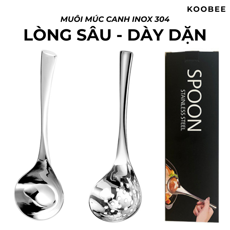 Muôi Múc Canh & Muôi Thủng Inox 304/316 Cao Cấp – Dày Dặn, Sáng Bóng, Lòng Sâu 50ml – Cho Bếp Gia Đình/Nhà Hàng | 121