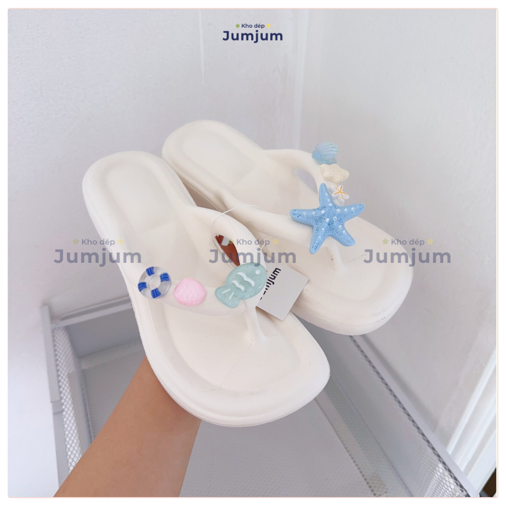 Dép đi biển xỏ ngón nữ đế cao êm chân thời trang EVA chống trơn trượt đúc dày 4.5 (cm) | JJKEPC1