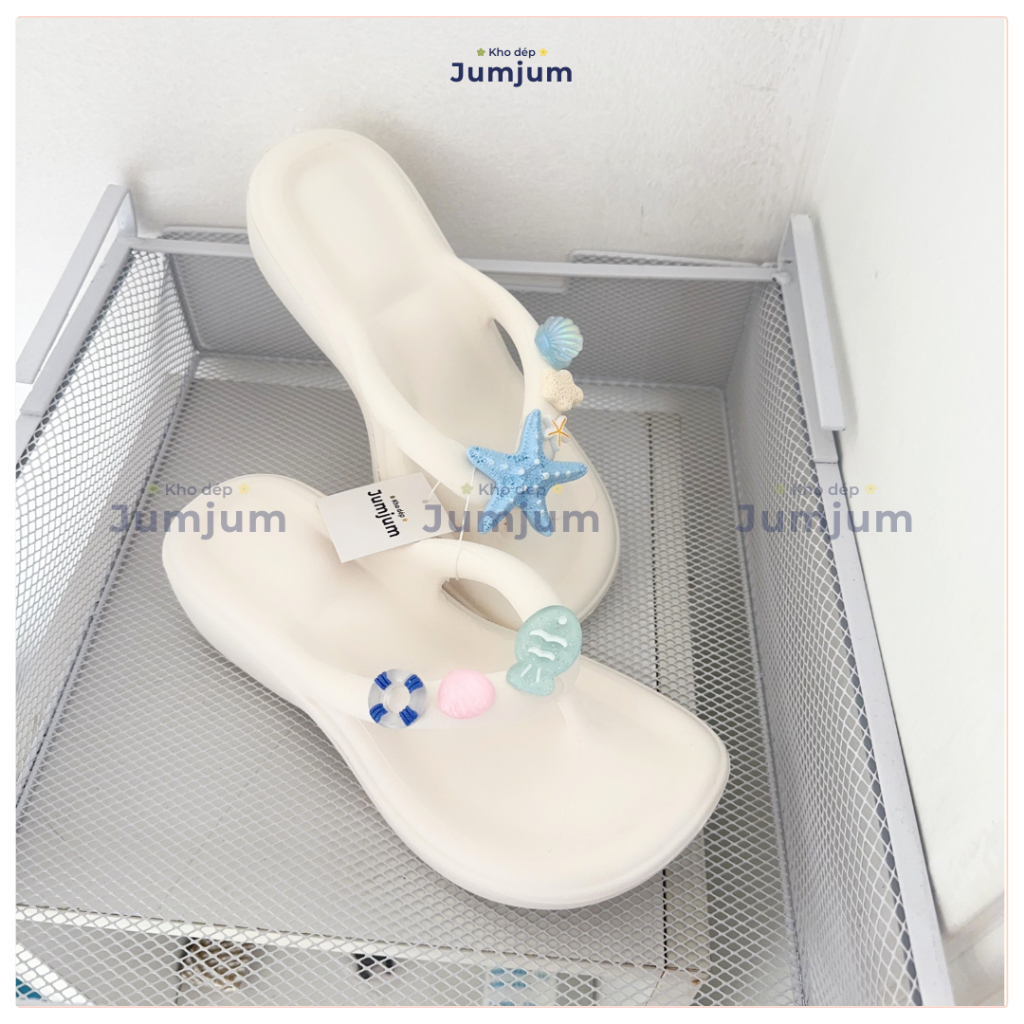 Dép đi biển xỏ ngón nữ đế cao êm chân thời trang EVA chống trơn trượt đúc dày 4.5 (cm) | JJKEPC1