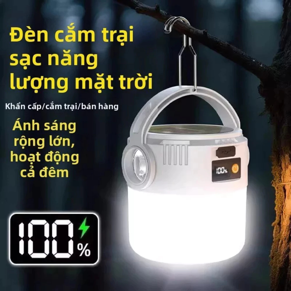 Đèn Tích Điện Năng Lượng Mặt Trời – Sạc Type-C, Chống Nước, Chiếu Sáng Ngoài Trời