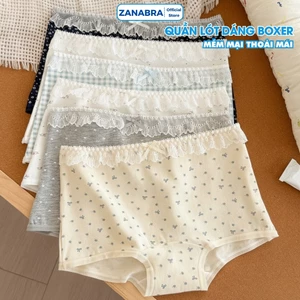 Quần Boxer Nữ Cotton Mềm Mại Phối Ren Quyến Rũ, Quần Bảo Hộ Mặc Váy Cạp Vừa Ôm Dáng Chống Lộ ZANABRA L5522