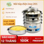 ( M) nồi hấp điện 3 tầng công nghiệp , nồi hấp xôi bằng điện,làm flan, da lợn, xu xê, bánh giò, caramen, thịt, cá — ảnh 1