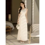 BBSTORE'S Đầm Body Tiệc Lụa Dài Đuôi Cá Lụa Lãnh Bất Đối Xứng Phối Vạt Dài Eo - DAE05A — ảnh 2