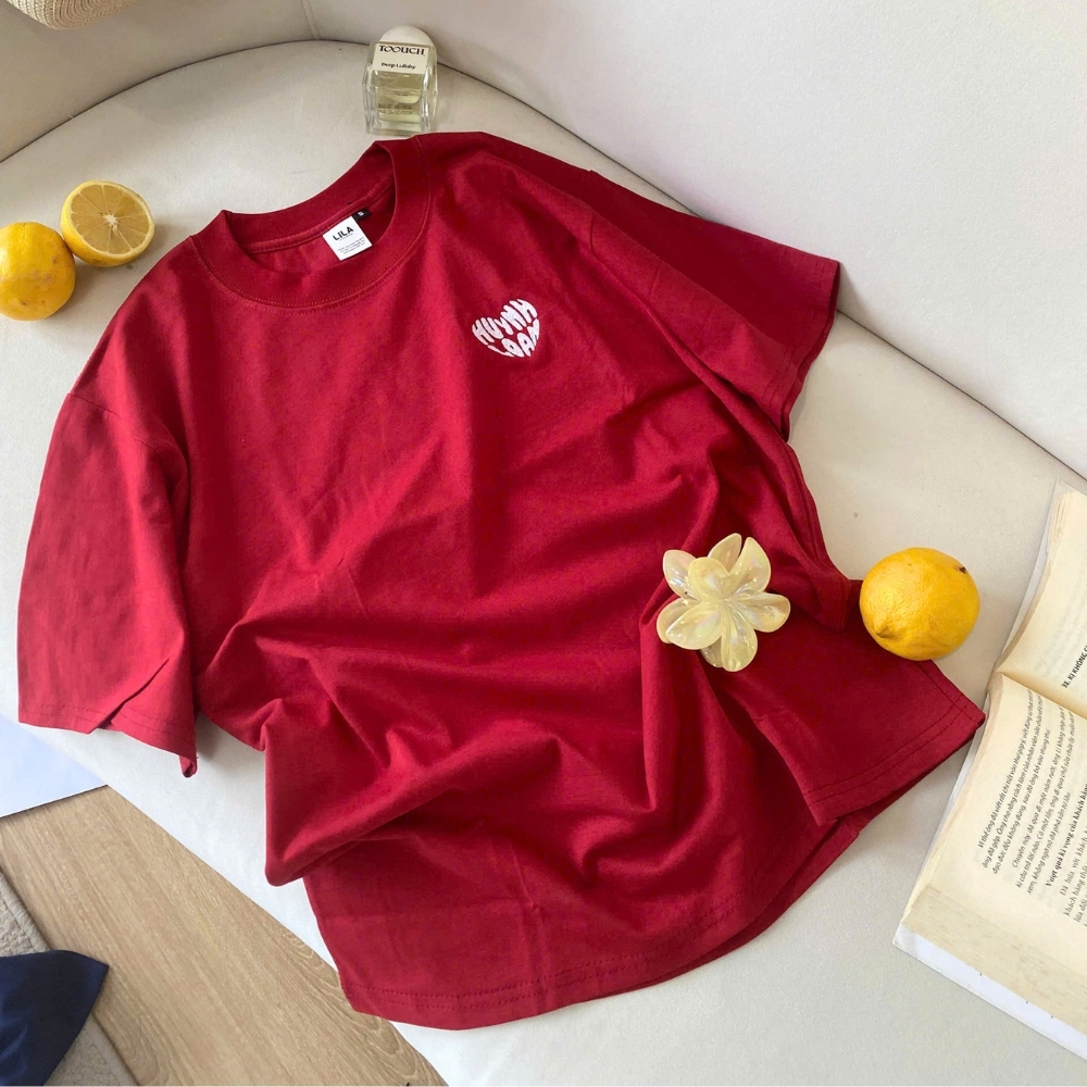 [Hoả tốc] Áo thun thêu tên hình trái tim, áo phông nam nữ form rộng vải cotton thoáng mát quà tặng người yêu, bạn thân