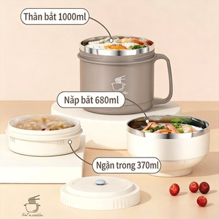 Bình giữ nhiệt đựng , hộp đựng cơm trưa bằng thép không gỉ giữ nhiệt,, thích hợp cho người lớn đi làm, học sinh
