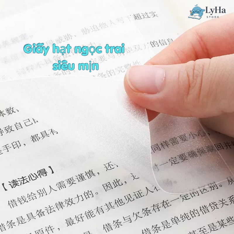 Set 50 Tờ Giấy Note Trong Suốt Chống Nước , Giấy Ghi chú Hạt Ngọc Trai Viết Mượt Không Nhòe Keo Chắc