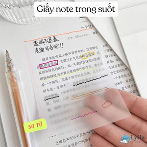 Set 50 Tờ Giấy Note Trong Suốt Chống Nước , Giấy Ghi chú Hạt Ngọc Trai Viết Mượt Không Nhòe Keo Chắc