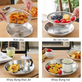 Sét khay kèm vỉ lưới lọc dầu inox 304 Size to 20cm.22cm loại bỏ dầu thừa hiệu qoả