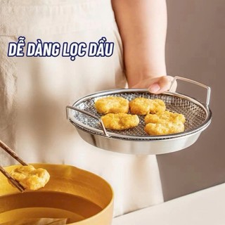 Sét khay kèm vỉ lưới lọc dầu inox 304 Size to 20cm.22cm loại bỏ dầu thừa hiệu qoả