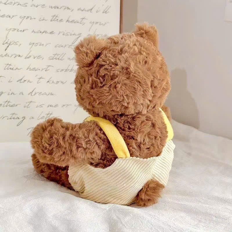 Gấu Bông Teddy Bear Lông Xù Đeo Yếm Vàng Dễ Thương, Gấu Bear Lông Mềm Mại Cao Cấp Làm Quà Tặng Cho Bé