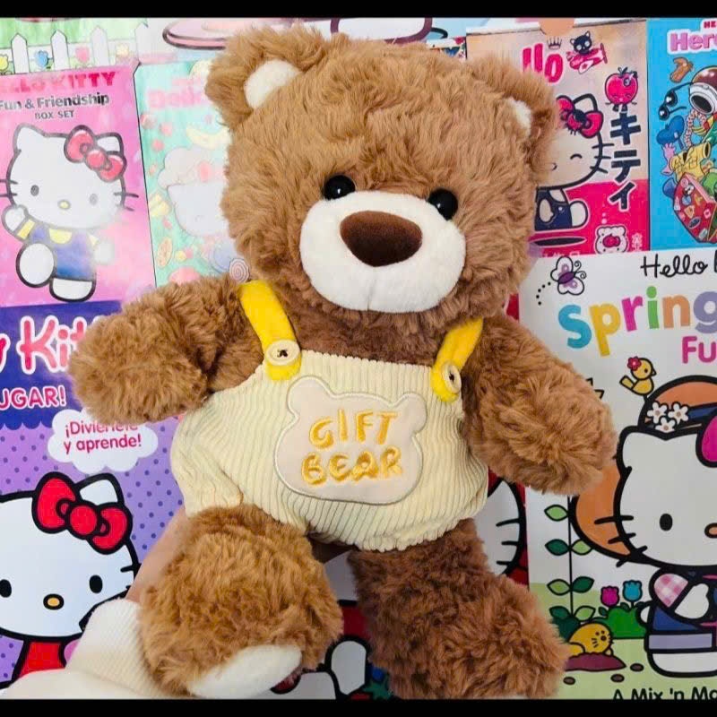 Gấu Bông Teddy Bear Lông Xù Đeo Yếm Vàng Dễ Thương, Gấu Bear Lông Mềm Mại Cao Cấp Làm Quà Tặng Cho Bé