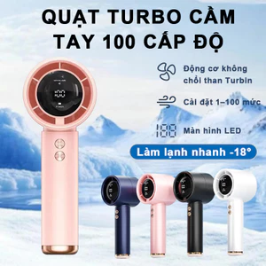 Quạt mini cầm tay PIN 5000mAh di động màn hình hiển thị pin có thể sạc gió mạnh 100 tốc độ turbo phản lực