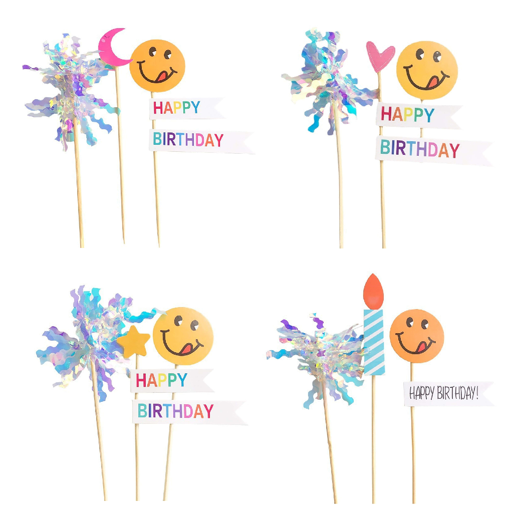 Combo 10 Set Giấy Cắm Trái Tim, Ông Trăng, Tua Dua - Pk Sinh Nhật Cắm Trang Trí Bánh Kem Nhiều Mẫu DUHA 075