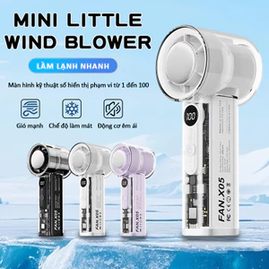 Quạt Cầm Tay Turbo Mini Tăng tốc gió lạnh 100 cấp Làm lạnh siêu mạnh,Màn Hình LED Cao Cấp Pin Trâu 4-6H