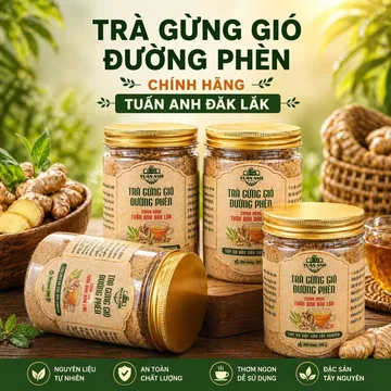 Trà Gừng Gió Tuấn Anh: Viên Và Trà Đường Phèn, Tinh Bột & Bột Gừng Không Đường Đắk Lắk Nguyên Bản