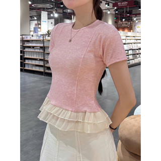 (EMXINH House) Áo Thun Cộc Tay Chất Tăm Lông Thỏ Mềm Phối Bèo Voan Gấu Áo Thời Trang Hàn Quốc Dễ Phối Đồ - A01 cộc