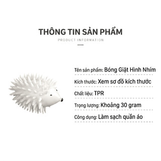 Bóng Giặt Khử Khuẩn Proki Silicone Hình Con Nhím Kích Thước 9x6,5cm Chống Nhăn, Chống Rối Làm Thẳng Quần Áo