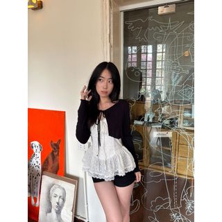 𝐉𝐚z𝐦𝐢 𝐂𝐚𝐫𝐝𝐢𝐠𝐚𝐧 - Áo khoác cardigan dáng croptop màu đen nhien.official NAT00026