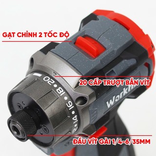 Máy Chuyên Vít WORKFIX WF-SD55PRO, Đầu Gài 1/4 inch Lực 55N, 20 Cấp Trượt, Ngậm Vít Nhanh