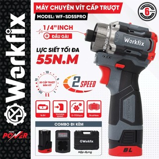 Máy Chuyên Vít WORKFIX WF-SD55PRO, Đầu Gài 1/4 inch Lực 55N, 20 Cấp Trượt, Ngậm Vít Nhanh